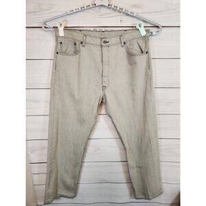 Levi Strauss & Co Mens 501 Beige Straight Leg‎ Button Fly Jeans Size 42x32